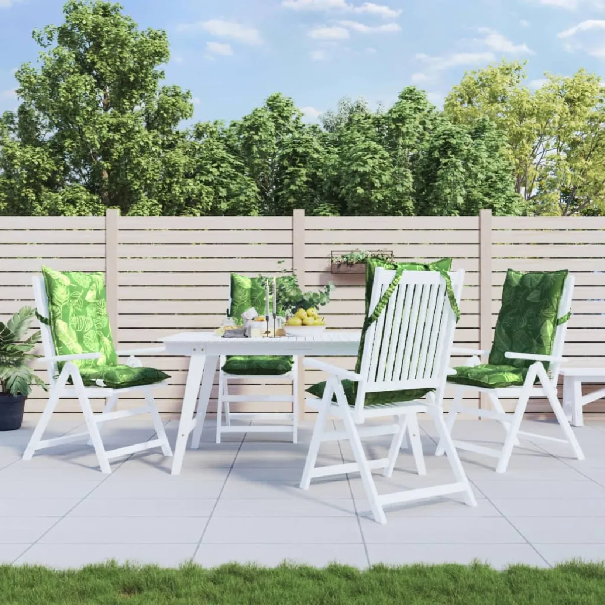 VidaXL Lot de 2 Coussins de Chaise à Dossier Haut Motif Feuille - vue 2