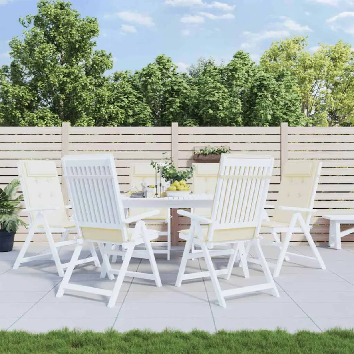 VidaXL Coussins de Chaise Dossier Haut Lot de 6 Crème