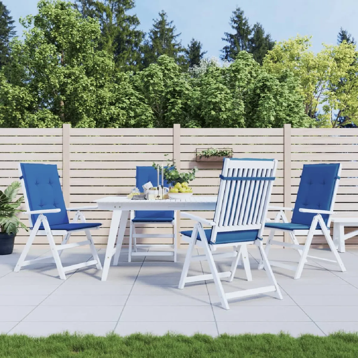 vidaXL Coussins de chaise de jardin à dossier haut lot de 4 royal 314117 - vue 2