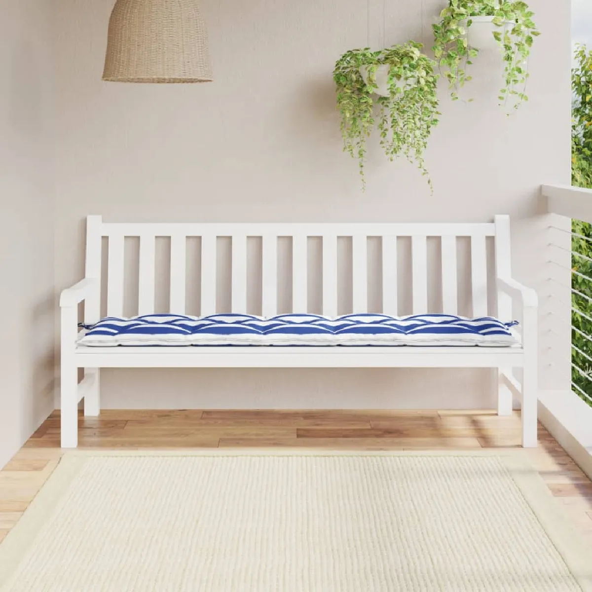 vidaXL Coussin de banc Rayures Bleues - vue 2