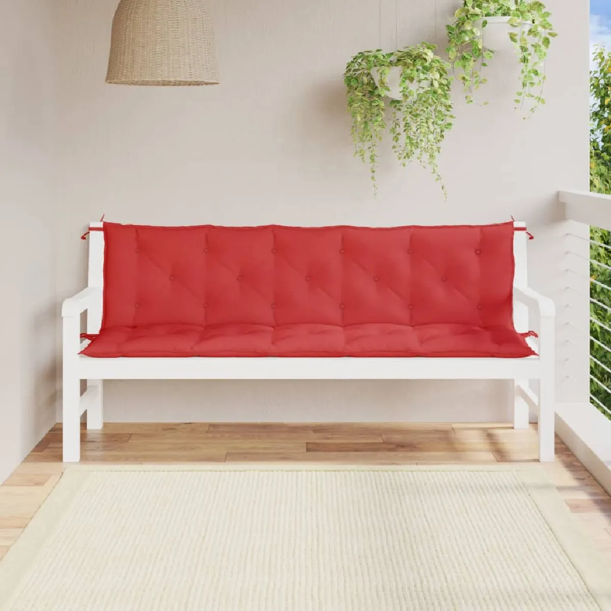 Non Communiqué Rouge Vidaxl Lot De 2 Coussins De Banc De Jardin, Revêtement De Banc Avec Jeux De Cordes, Coussin D'extérieur Imperméable, 361722 - Image 3