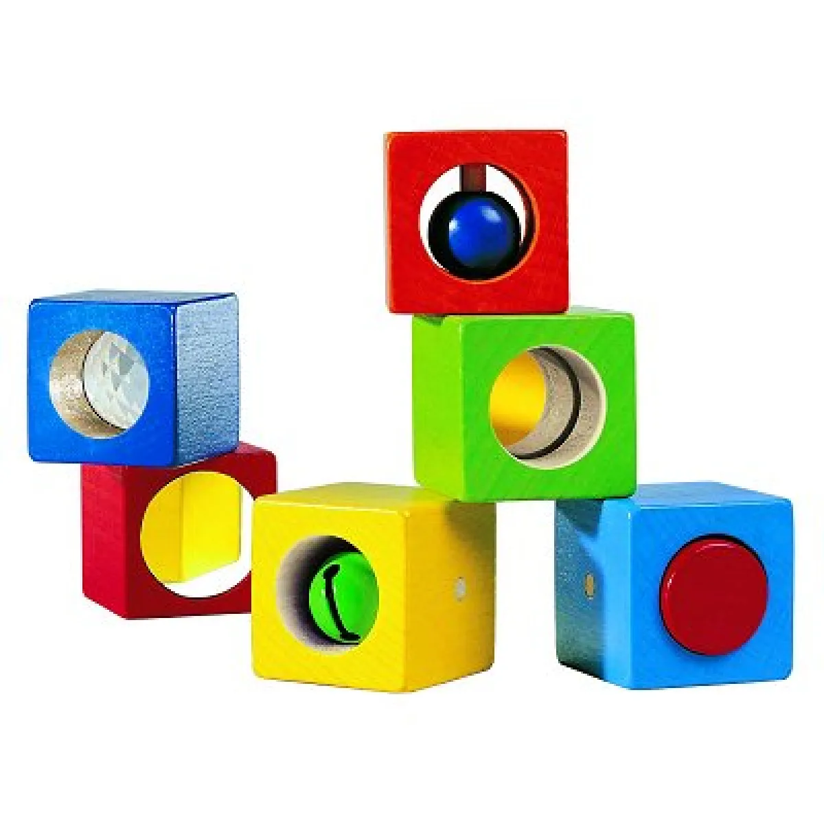 Haba Multicolore Blocs De Reconnaissance En Bois Avec 6 Pièces Sonores - Image 2