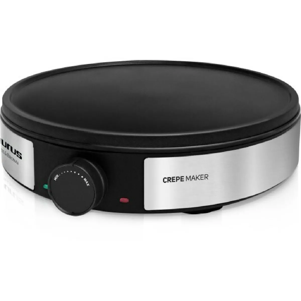 Non Communiqué Noir Et Inox Crêpière Électrique Taurus S164 De 1200W Avec Spatule Et Râteau En Bois - Image 2