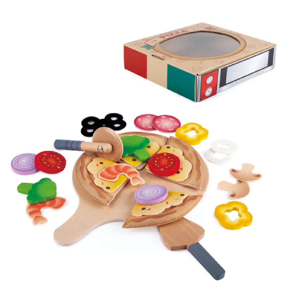 HAPE  Kit pizza en bois - Multicolore