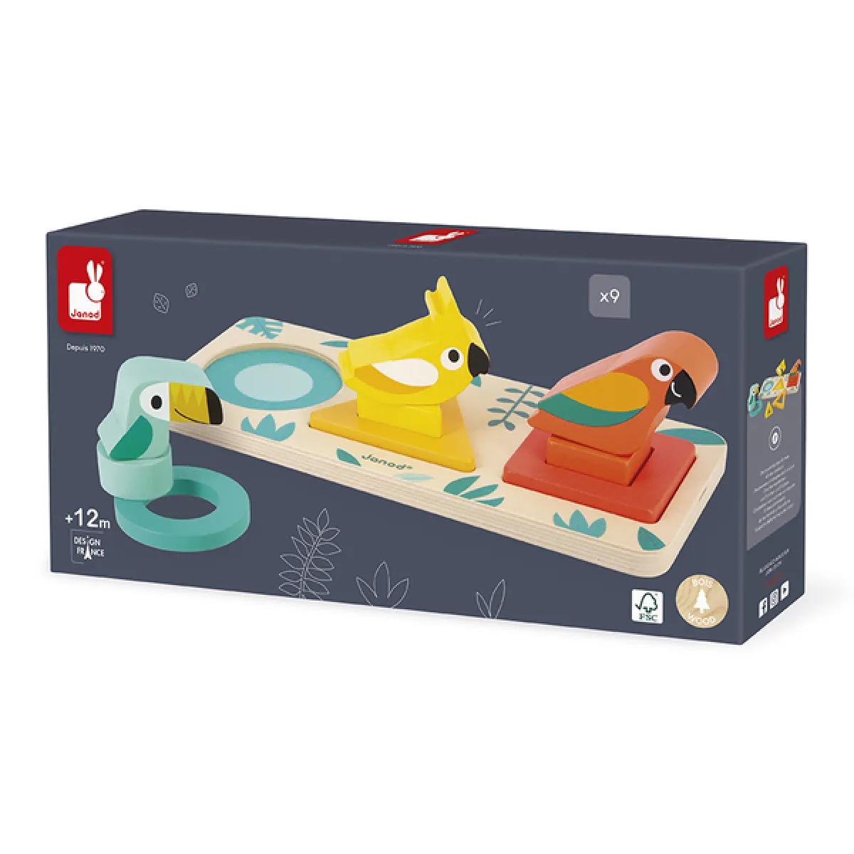 Juratoys-Janod Orange Jeu De Formes Tropik Bois