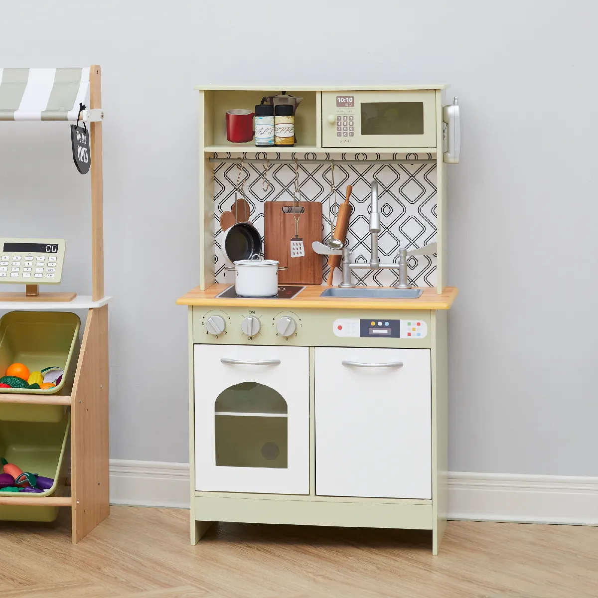 Cuisine modulaire bois avec accessoires, Blanc, 87cm | Maisons du Monde Cuisine modulaire bois avec accessoires, Blanc, 87cm | Maisons du Monde