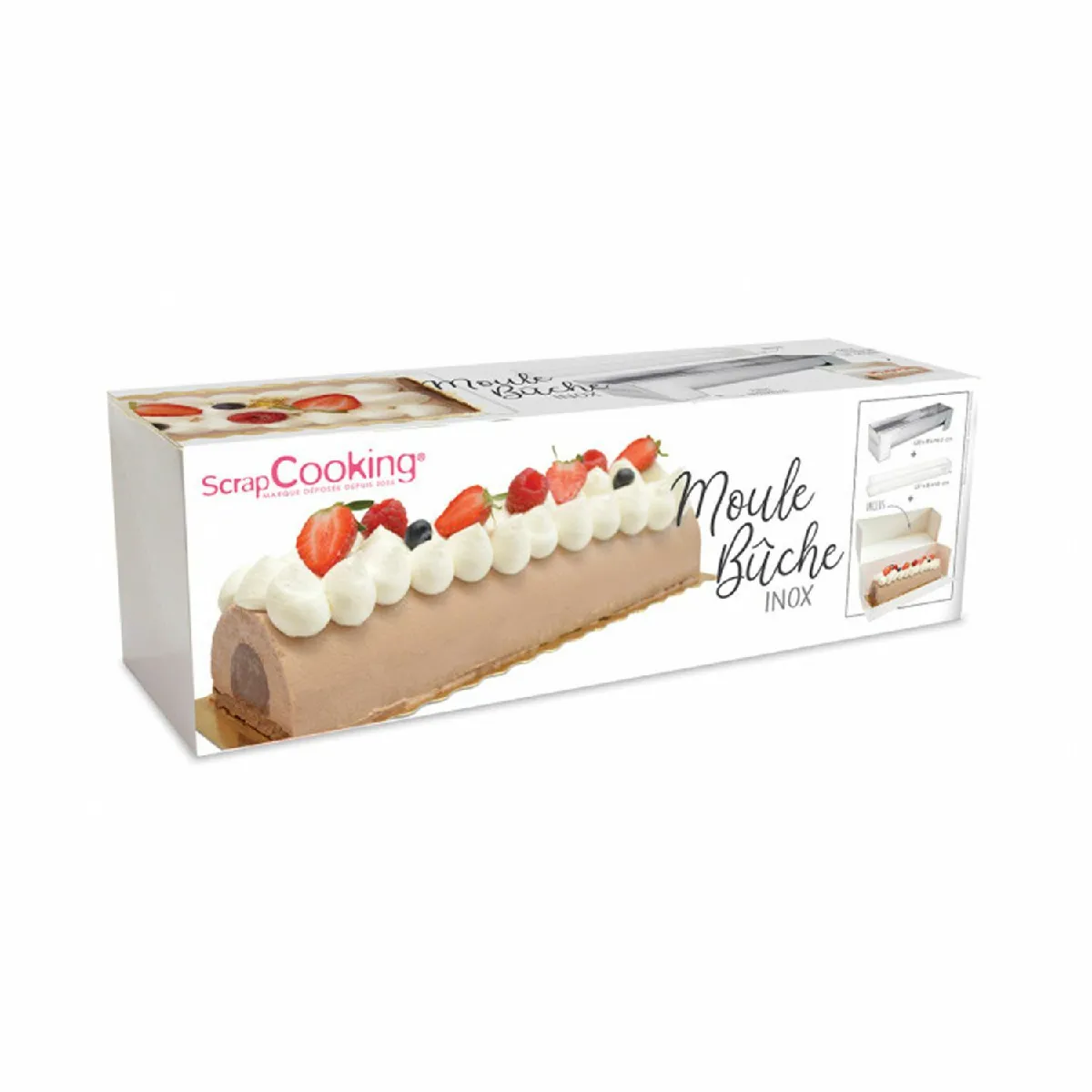 Moule inox bûche + insert acier inoxydable (inox) 10.50x11.30 cm - Image 4