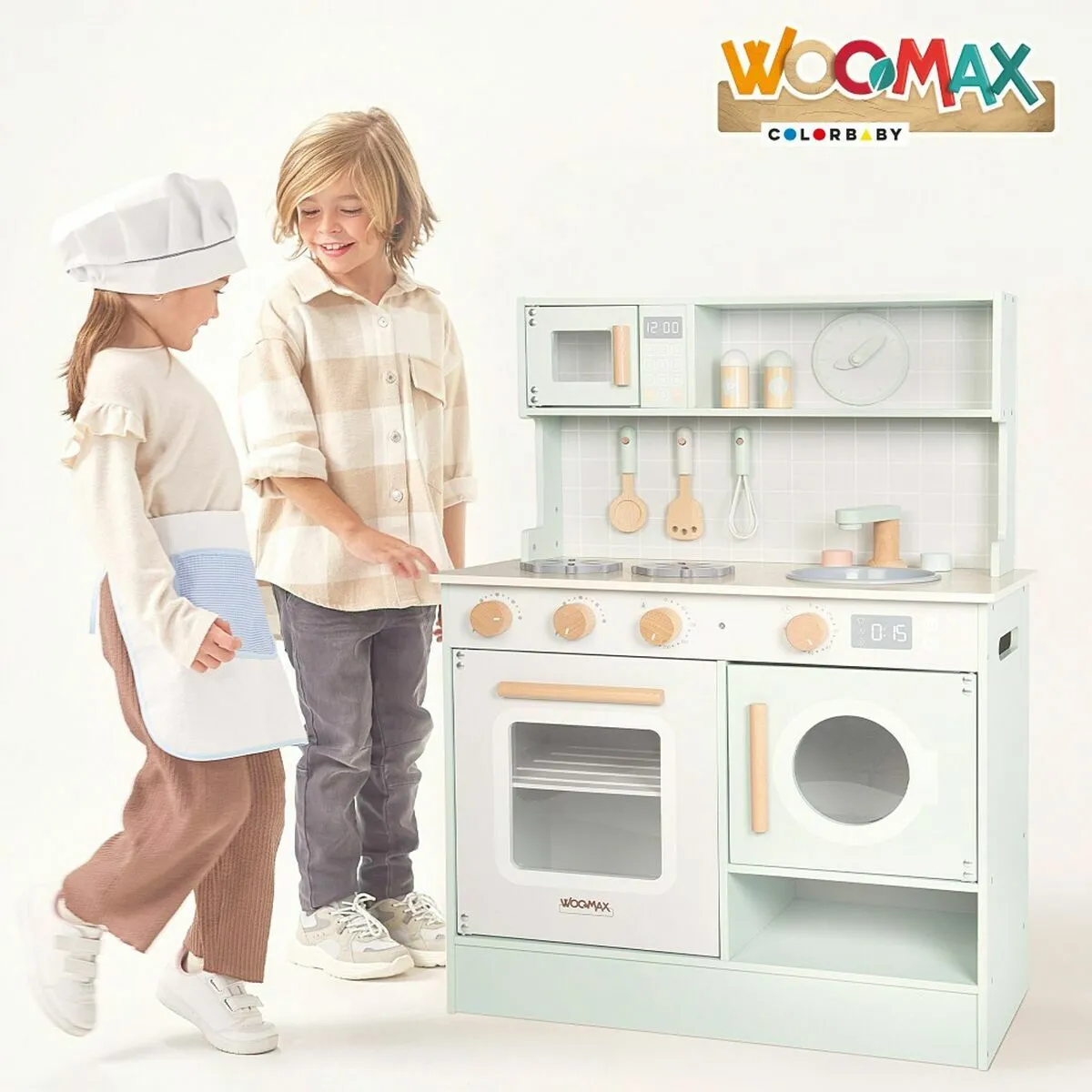 WOOMAX Mixeur En Bois Jouet – 11 Accessoires, Appareil Ménager, Dès 24 Mois