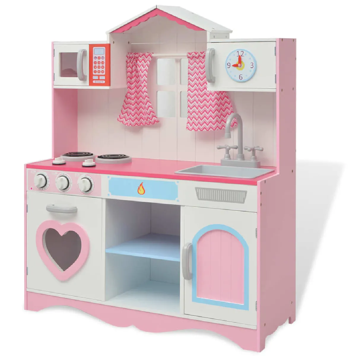 vidaXL Cuisine jouet Bois - Rose et blanc