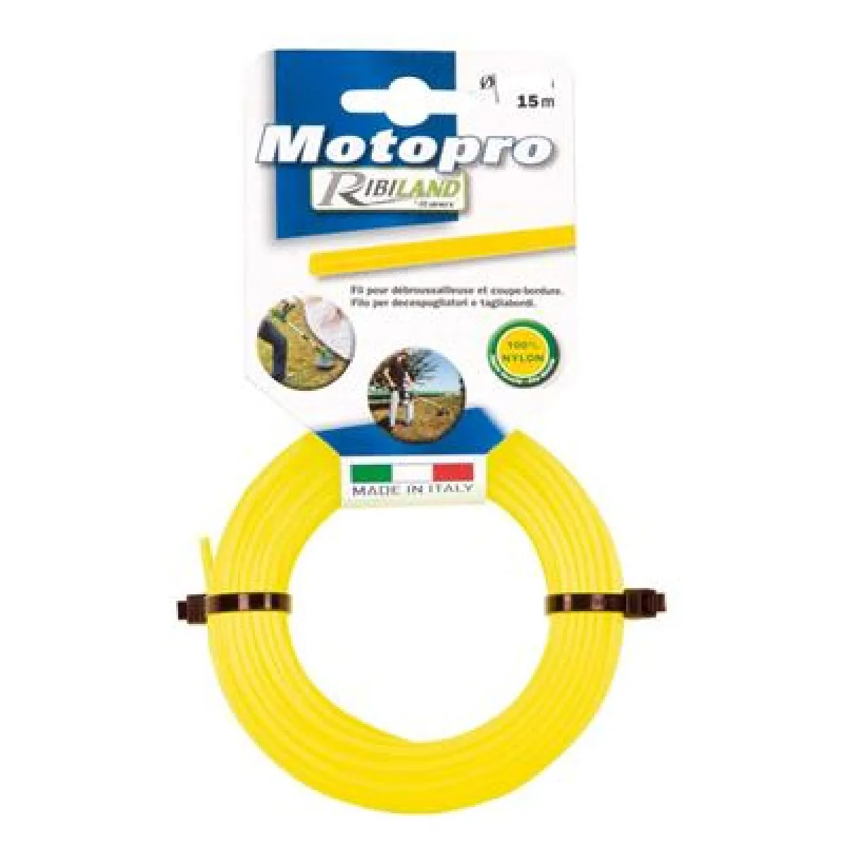 Fil rond 15m diamètre 3 3 mm jaune MOTOPRO pour tête de débroussailleuse. - vue 2