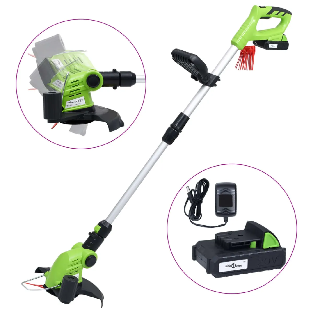 Coupe Herbe VIDAXL 20V – Batterie 1500 mAh, Largeur de Coupe 250 mm - vue 2