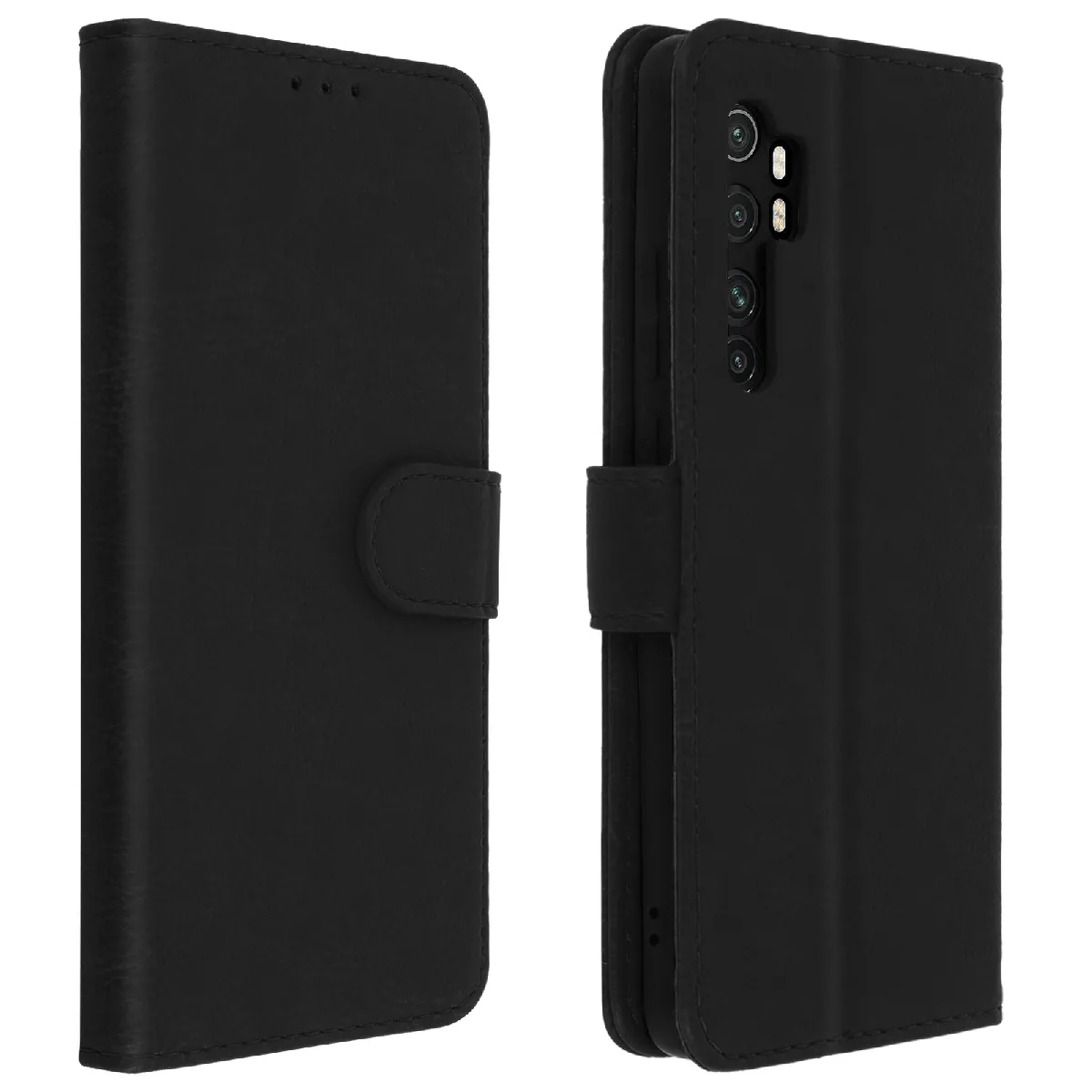 Avizar Noir Étui Pour Xiaomi Mi Note 10 Lite Housse Intégrale Porte-Carte Fonction Support