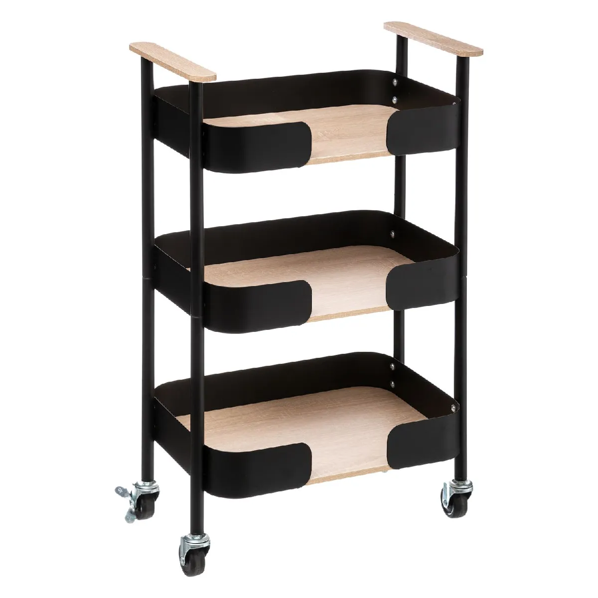 Desserte de cuisine &agrave; roulettes 3 paniers Blackwood - Noir