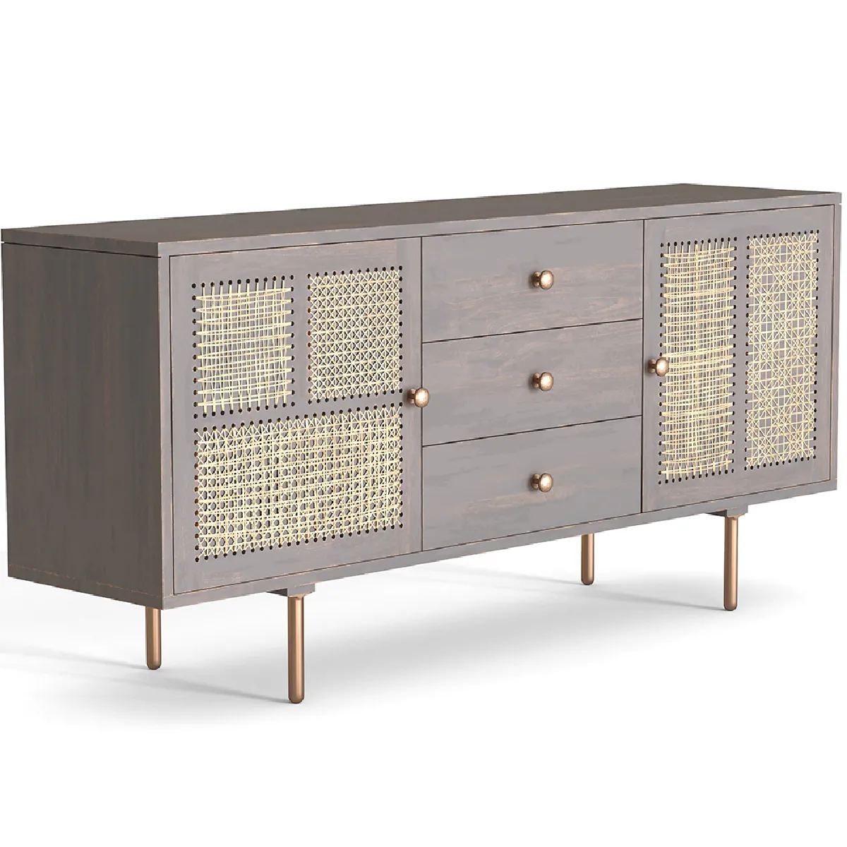 Buffet en Bois - Stile Vintage - Dena Gris foncé Buffet en Bois - Stile Vintage - Dena Gris foncé