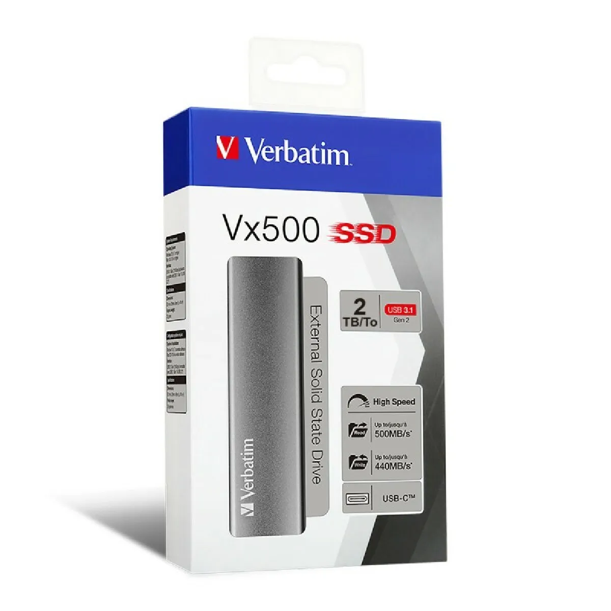 VERBATIM VX500 EXTERNAL SSD USB 3.1 G2 2TB Neuf - vue 9