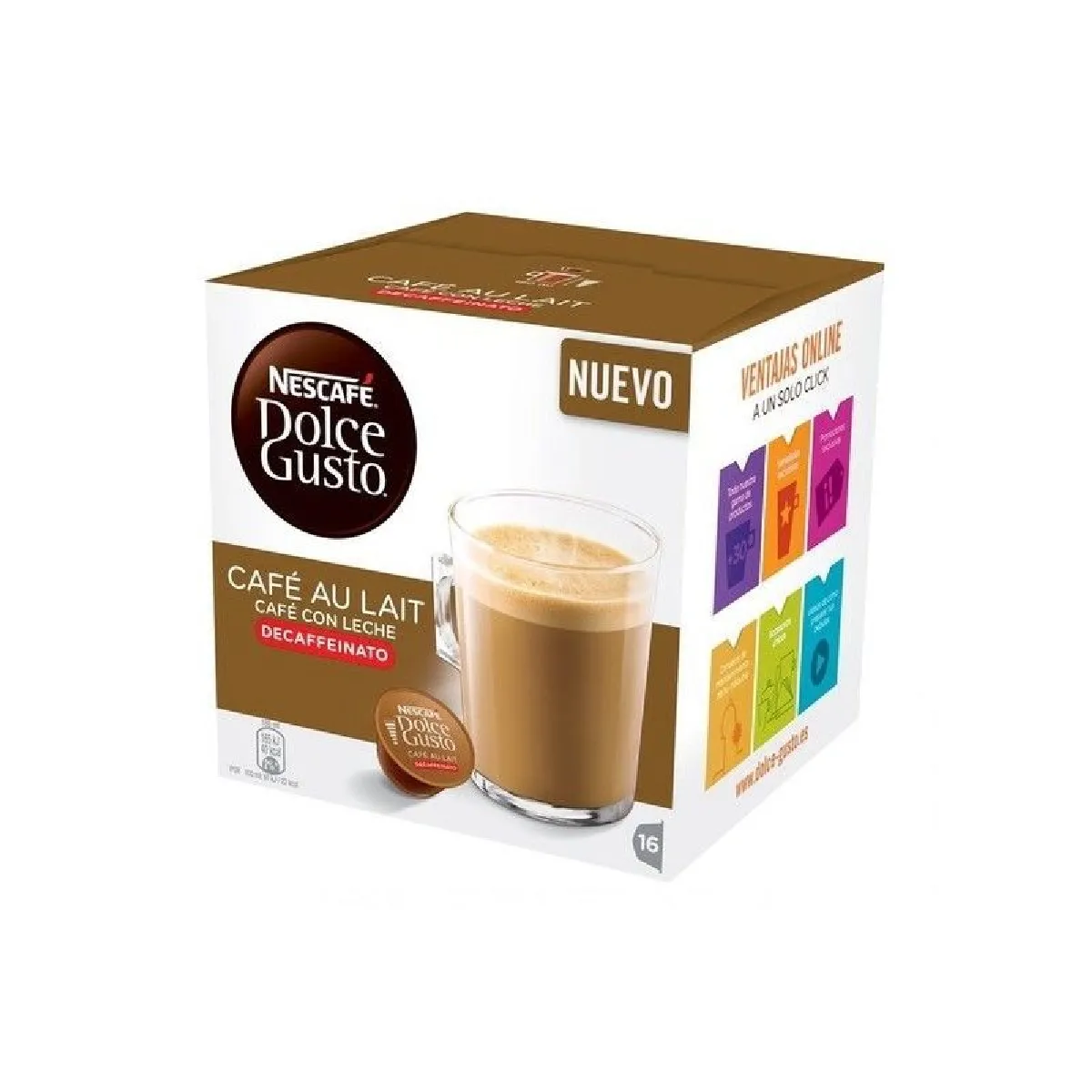 DOLCE GUSTO  Capsules caf&eacute; au lait d&eacute;caf&eacute;in&eacute; - 16 unit&eacute;s