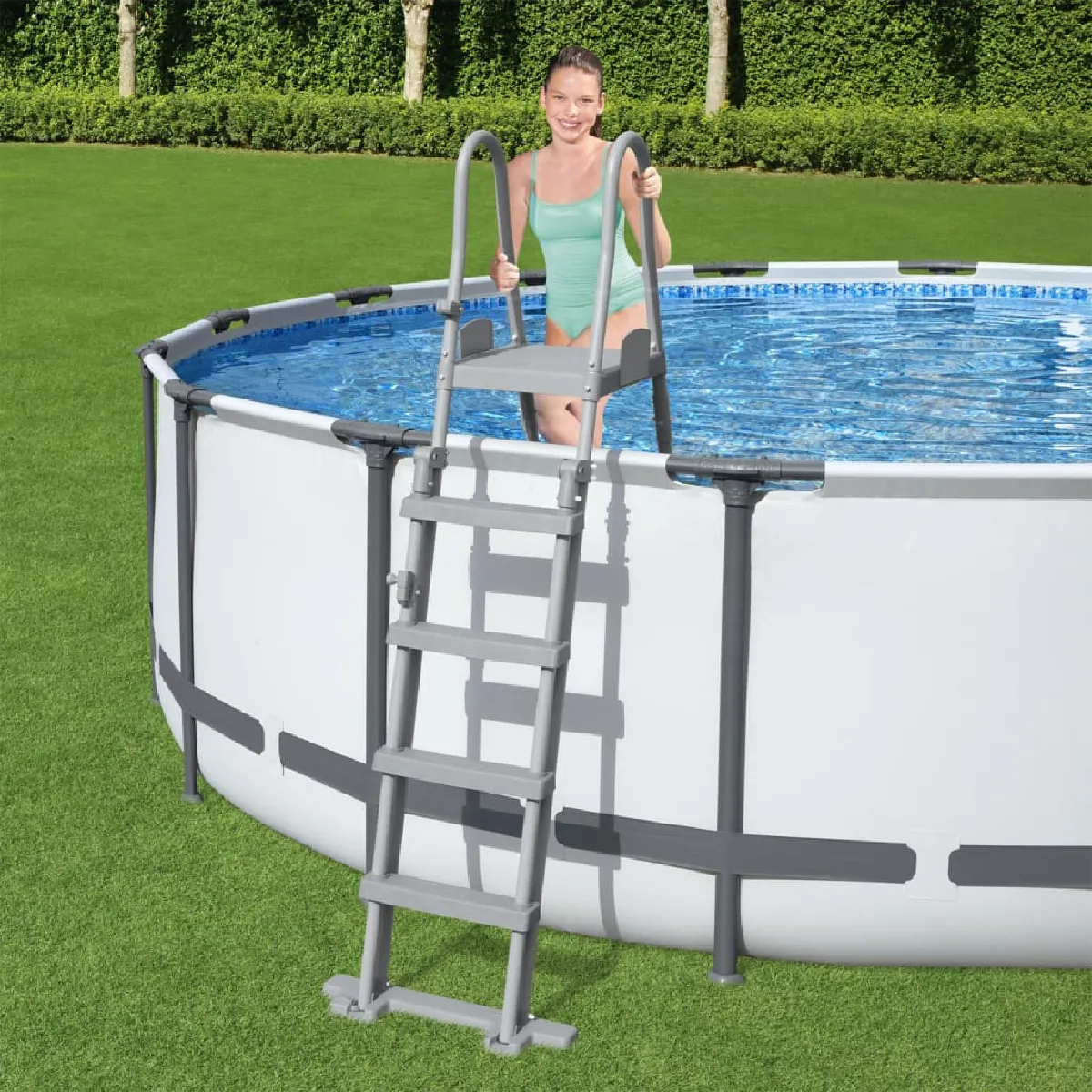 Bestway Échelle sécurité piscine 4 marches Flowclear 132 cm Gris - vue 2