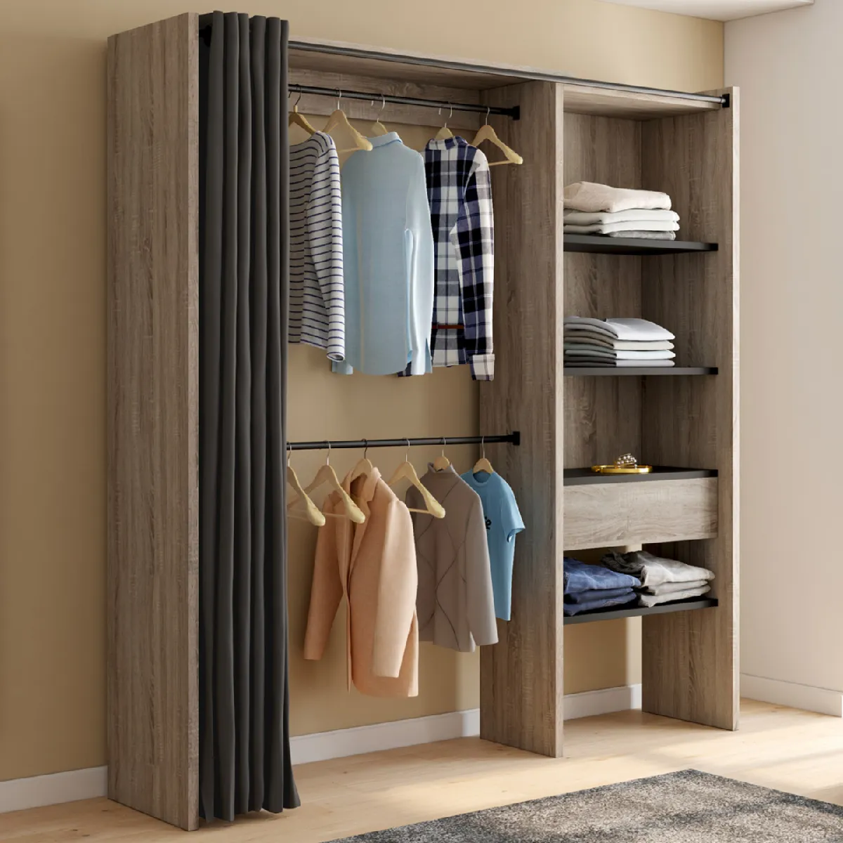MARKET MARTY Kit dressing extensible - Bois et noir