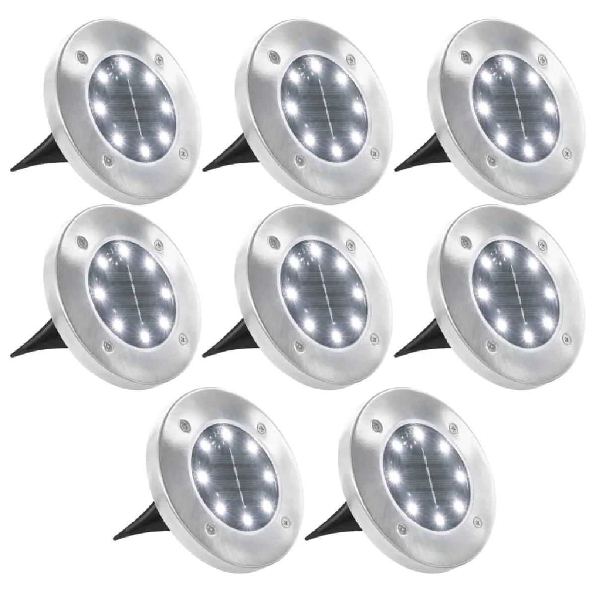 vidaXL 8x Lampe Solaire de Sol Lumières LED Luminaire Éclairage Jardin 44416