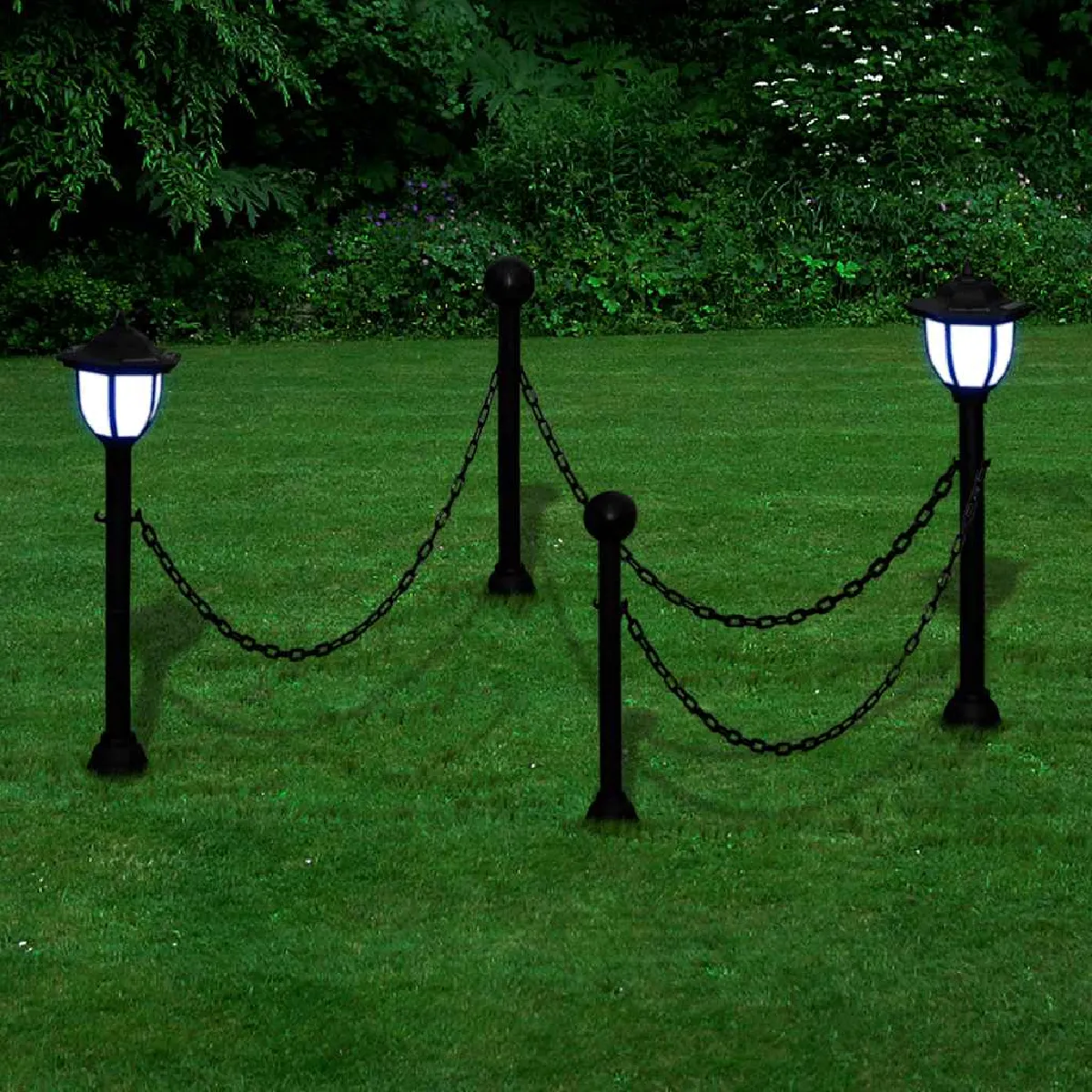 vidaXL - Clôture à chaîne avec lampes solaires LED