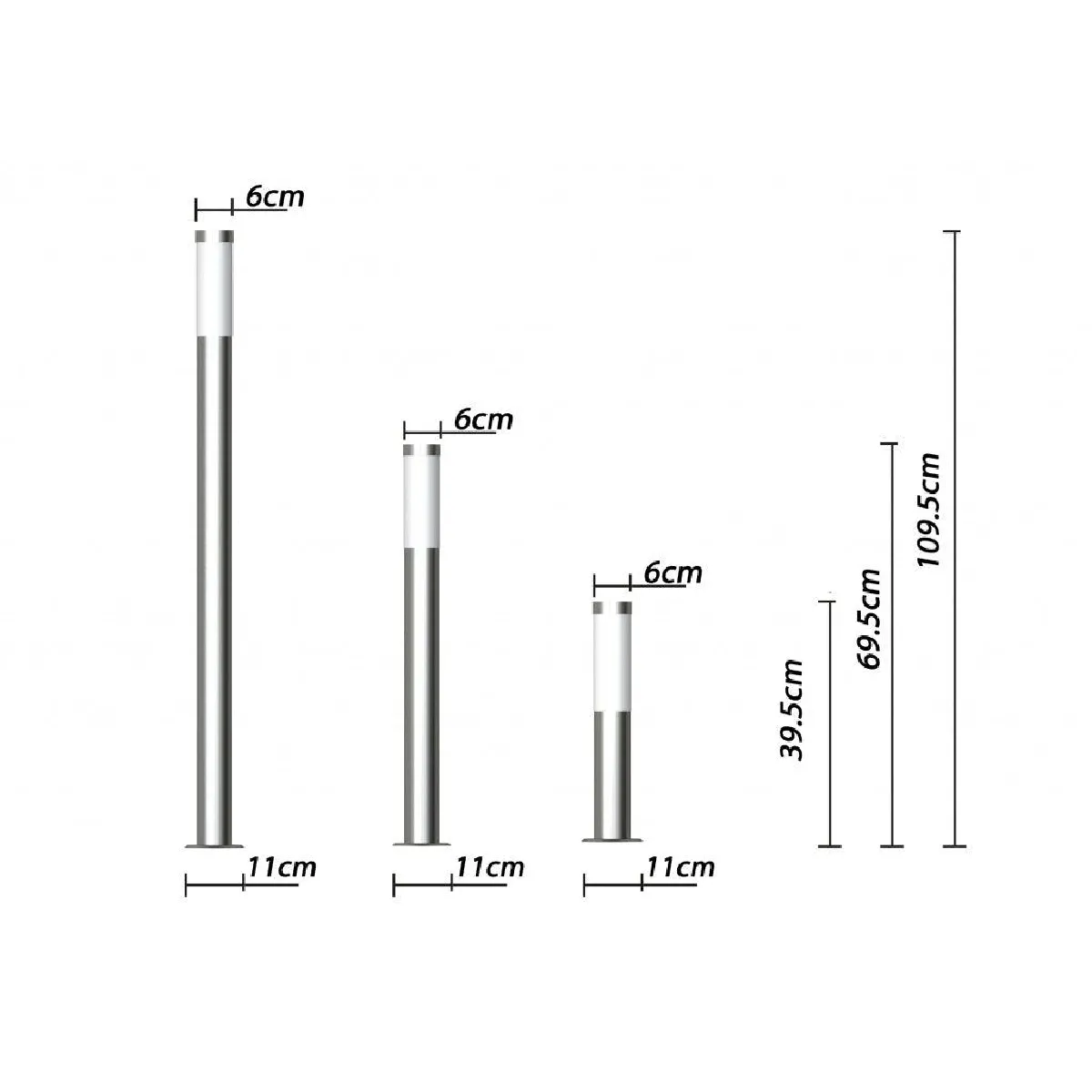 Lampes de jardin set de 3 - Acier inoxydable