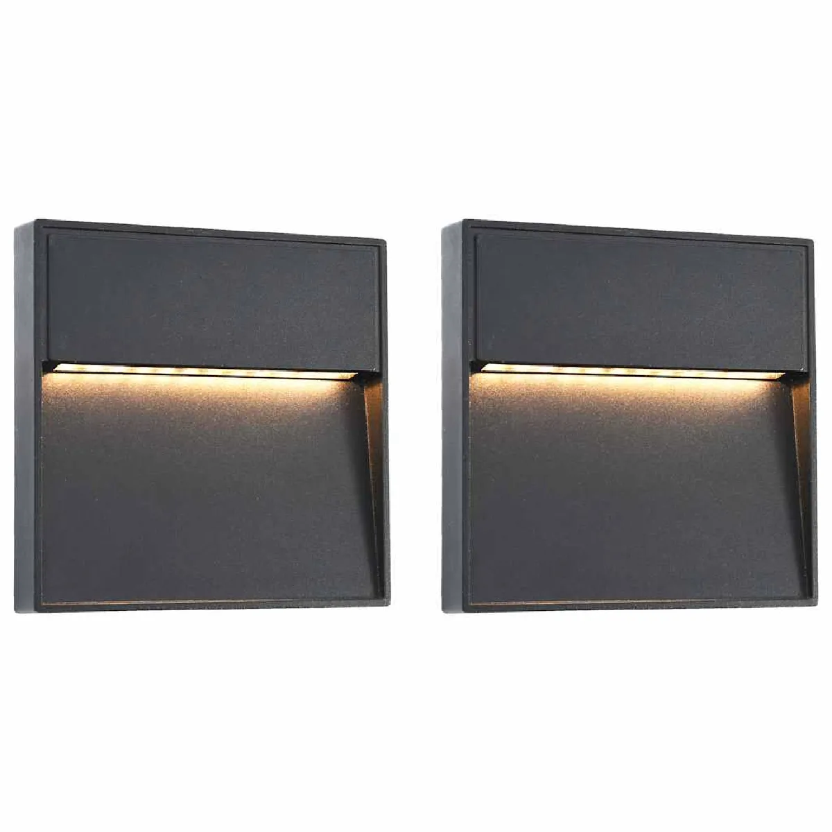 Non Communiqué Noir Vidaxl 2 Pcs Appliques Murales Led D'extérieur 3 W Carré - Image 2