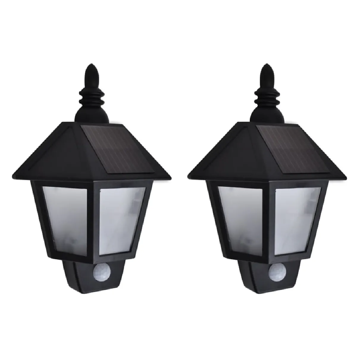 vidaXL 2x Appliques Murales Solaires avec Capteur de Mouvement Eclairage Lumière de Jardin Terrasse Patio Cour Balcon Chemin 277124 - vue 2