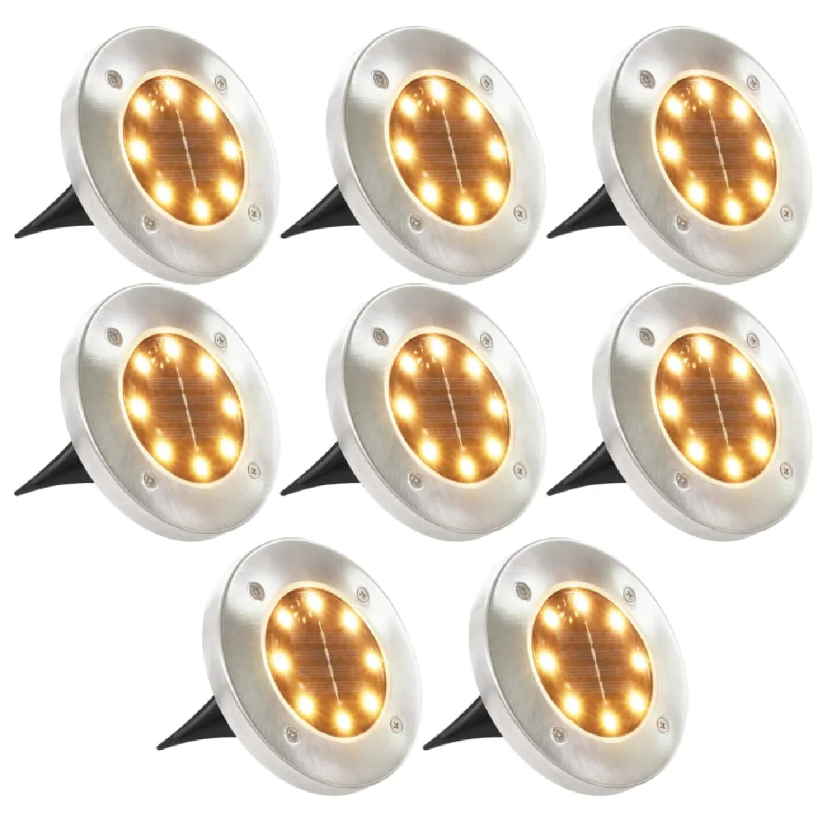 vidaXL Lampe Solaire Sol 8 pcs Chaud