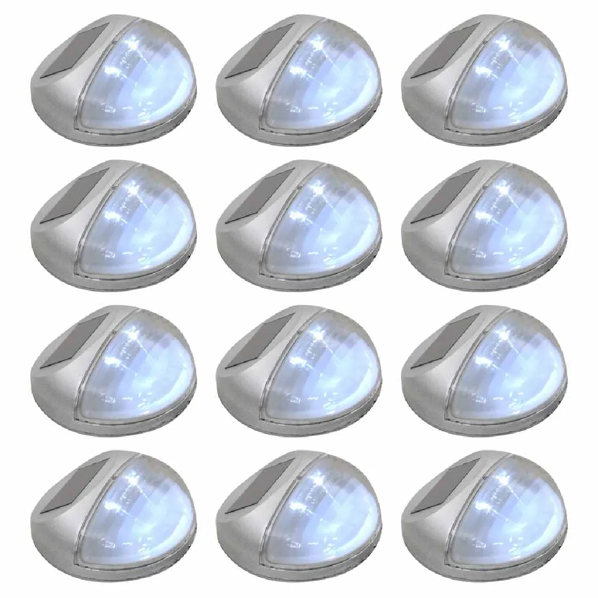 Vidaxl Argenté Lampe Solaire Murale À Led D'extérieur 12 Pcs Rond - Image 2