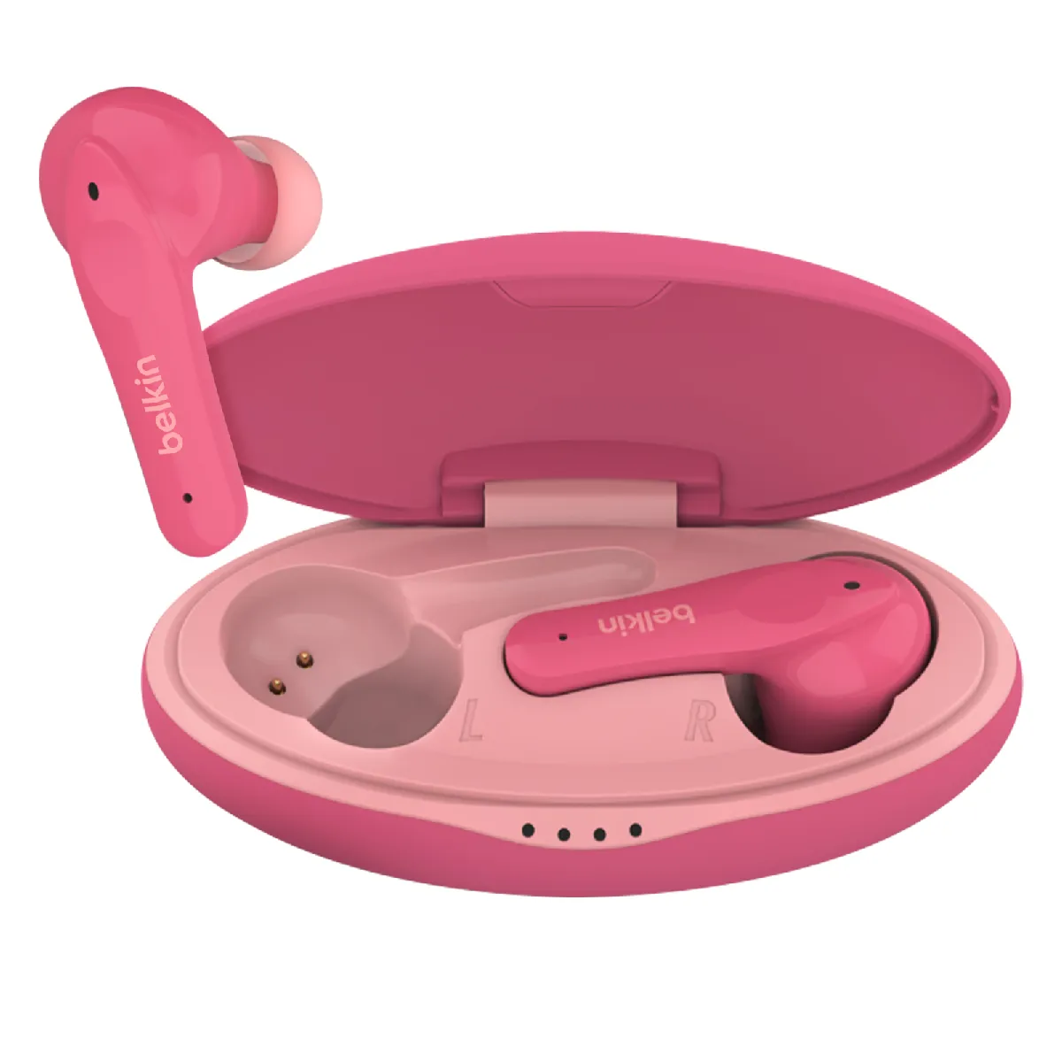 Belkin Écouteurs Bluetooth Intra-auriculaires pour Enfants Réduction de Bruit Rose