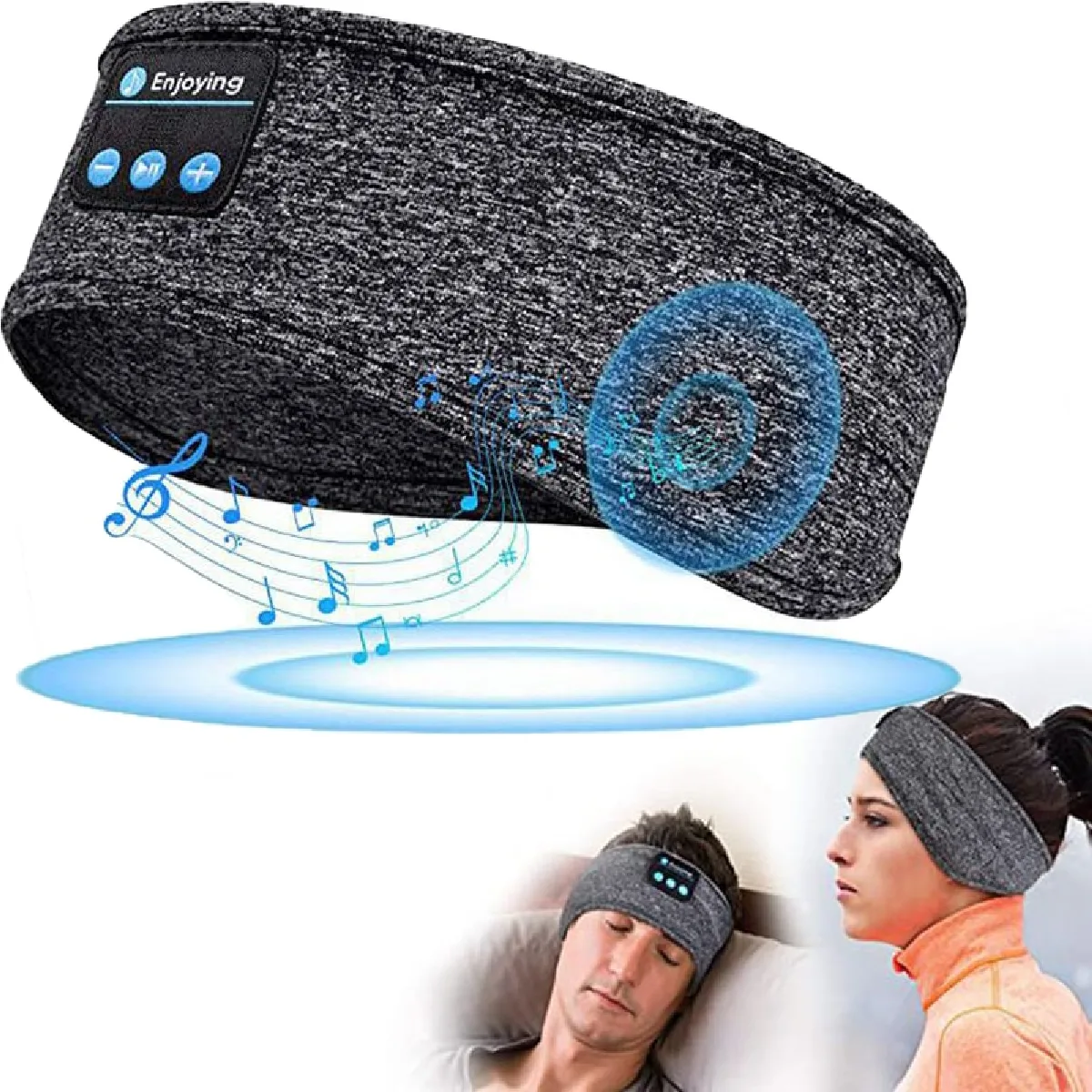 Bandeau Bluetooth Sommeil/sport - Écouteurs Intégrés Et Masque Yeux - Noir - Neuf