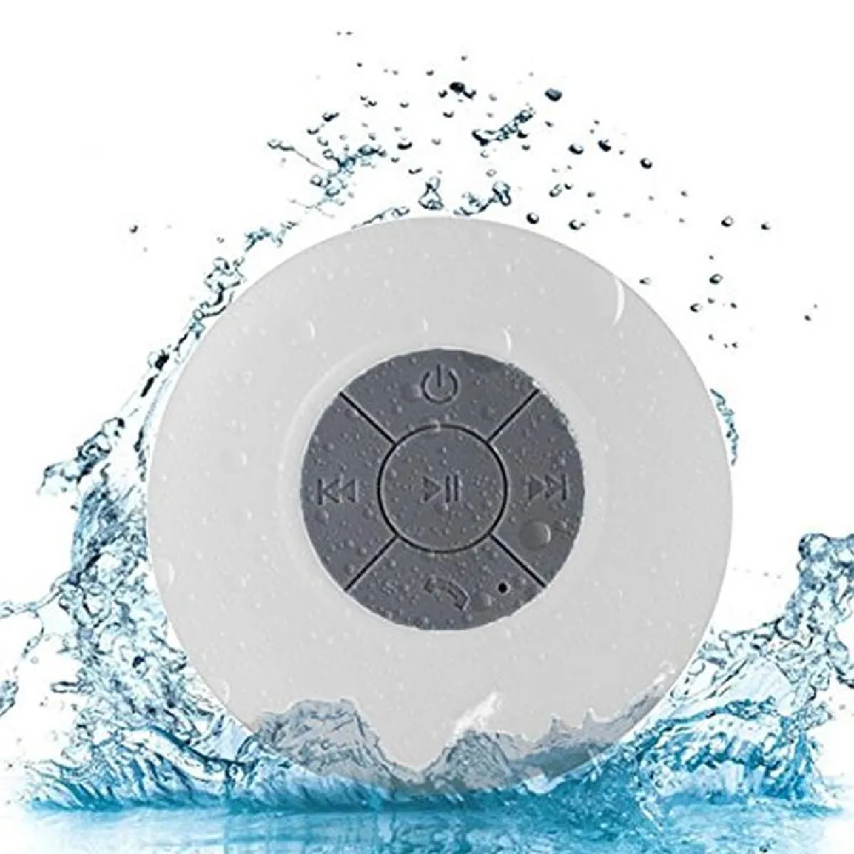 Enceinte Bluetooth Waterproof Portable Mini Subwoofer Pour Douche Avec Micro Int&eacute;gr&eacute; Blanc YONIS
