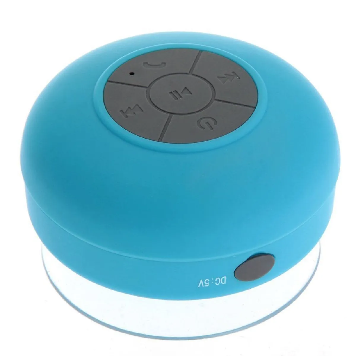 Generique Bleu Enceinte Portable Bluetooth Ronde Kit Main Libre Ventouse Waterproof Douche Yonis - Image 4