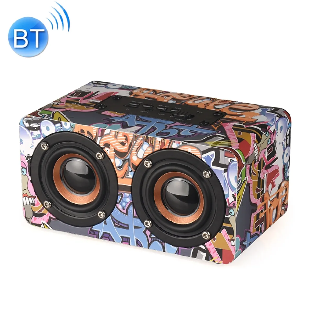 Yonis Noir 1500Mah - Enceinte Sans Fil Bluetooth Fonction Radio Lumiere Multicolore Autonomie 10 H - Bois - Image 3