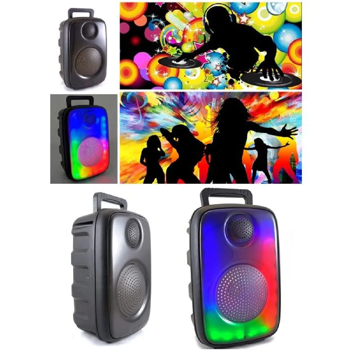 ENCEINTE SONO PORTABLE PARTY BLUETOOTH MOBILE USB TWS LED RGB MSD RADIO FM + MICROPHONE DYNAMIQUE - vue 3