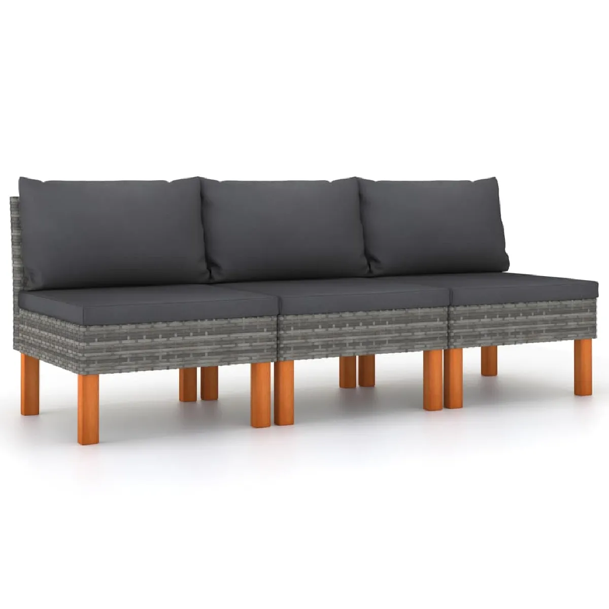 Canapés centraux VIDAXL - 3 pcs résine tressée eucalyptus
