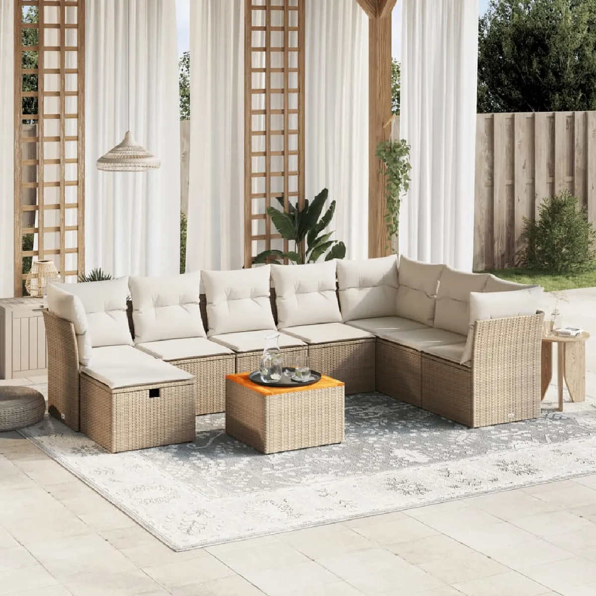 Salon de jardin vidaXL - Beige
