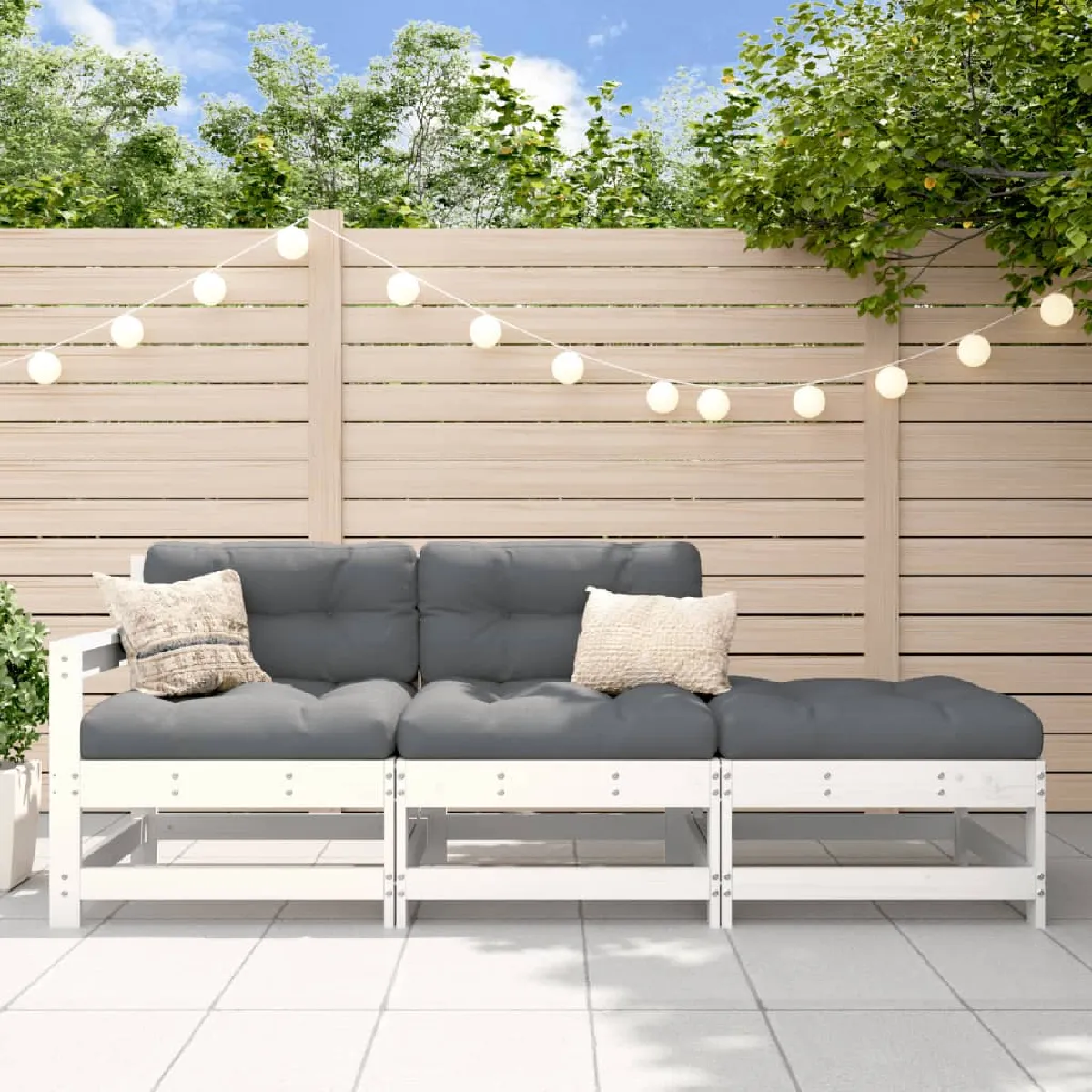 VidaXL Salon de jardin 3 pcs Pin - vue 2