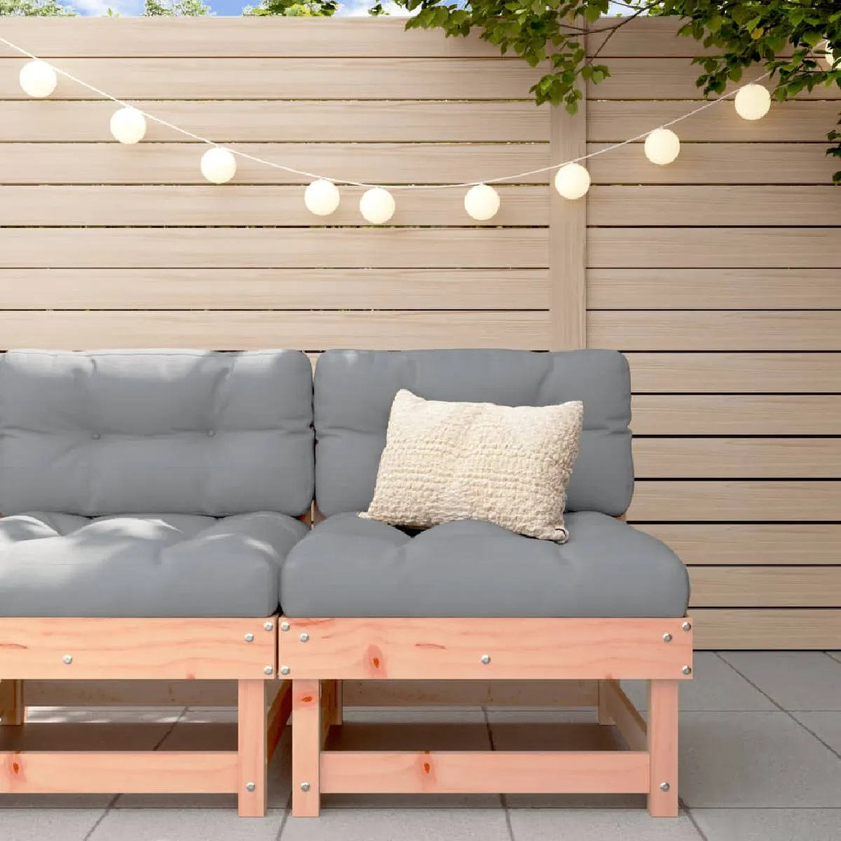 vidaXL Canapé Central de Jardin Siège avec Dossier Meuble de Terrasse Patio Arrière cour Balcon Extérieur Bois 825378 - vue 2