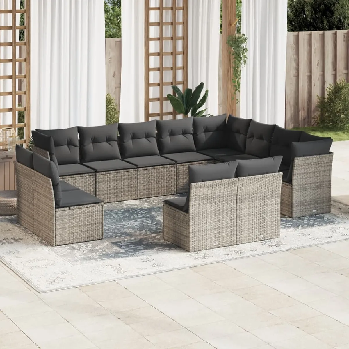 VIDAXL  Salon de jardin 12 pcs - Gris