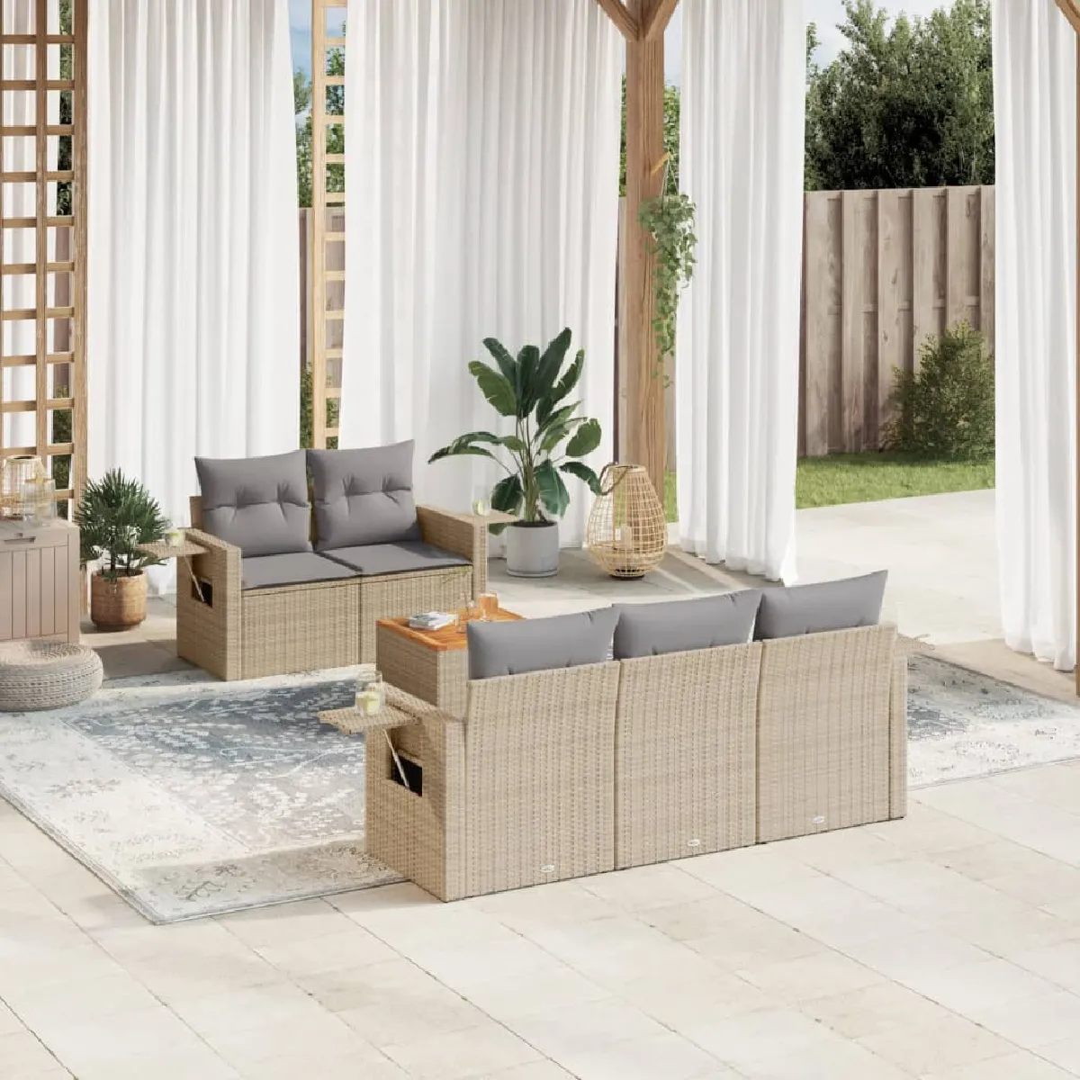 VidaXL Salon de jardin résine tressée 6 pcs - Beige