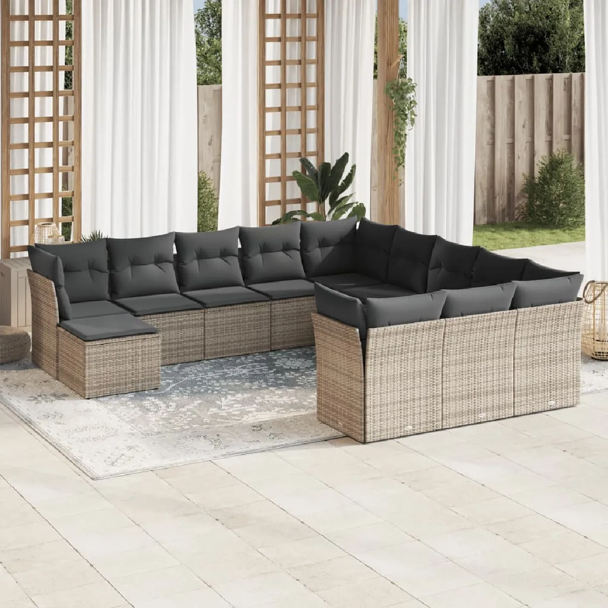 Salon de jardin vidaXL 12 pcs résine tressée - vue 2