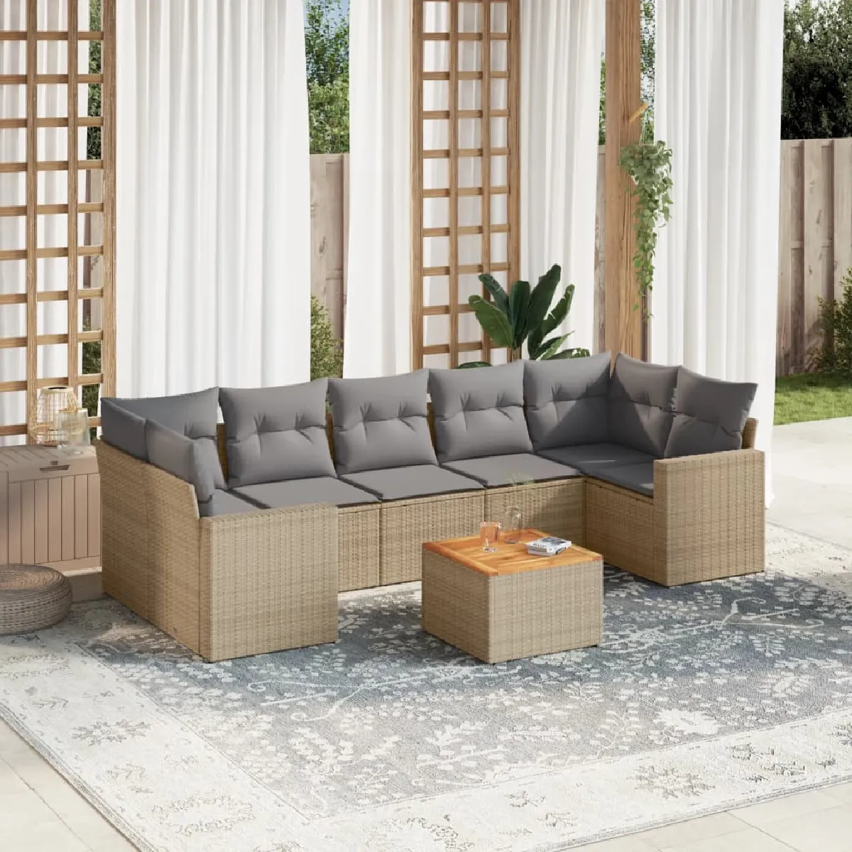 VIDAXL Salon de jardin 8 pcs Mélange - vue 4