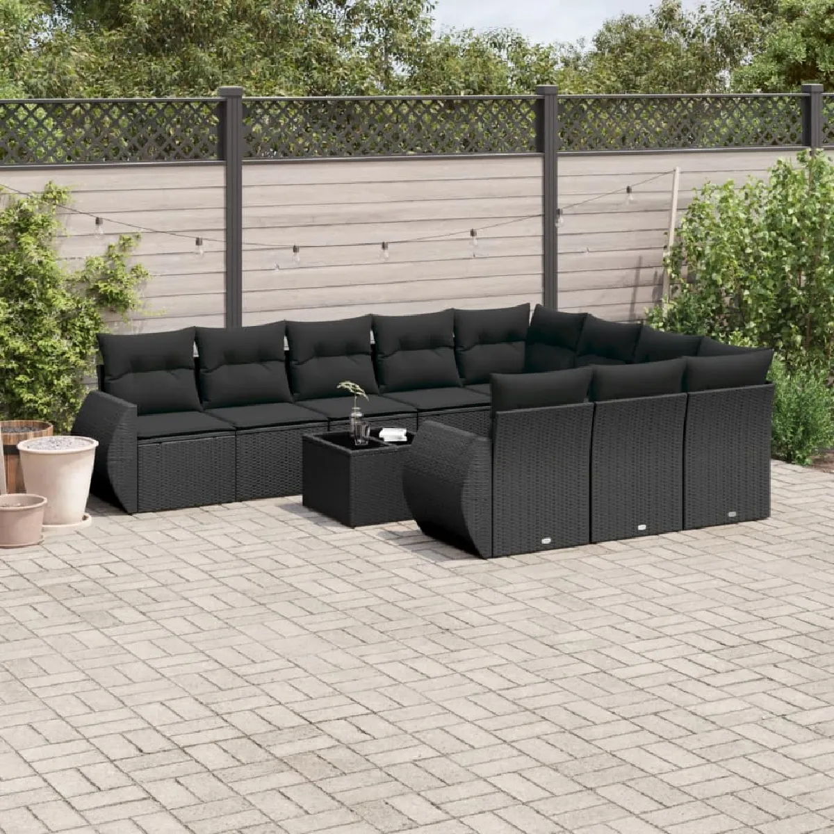 vidaXL - Salon de Jardin - 11 pièces - Noir - Image 3