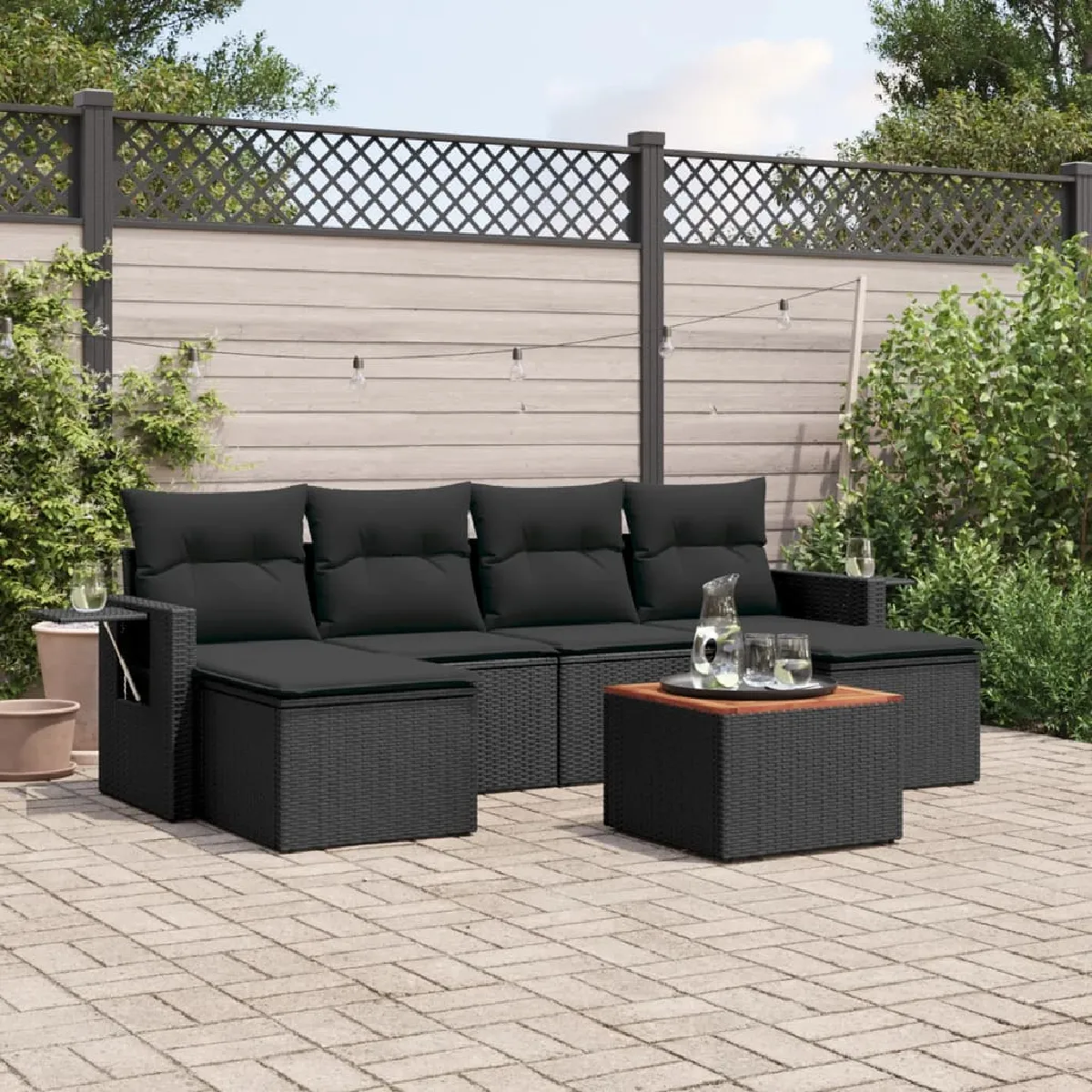 vidaXL Salon de jardin 7 pcs résine tressée - vue 8