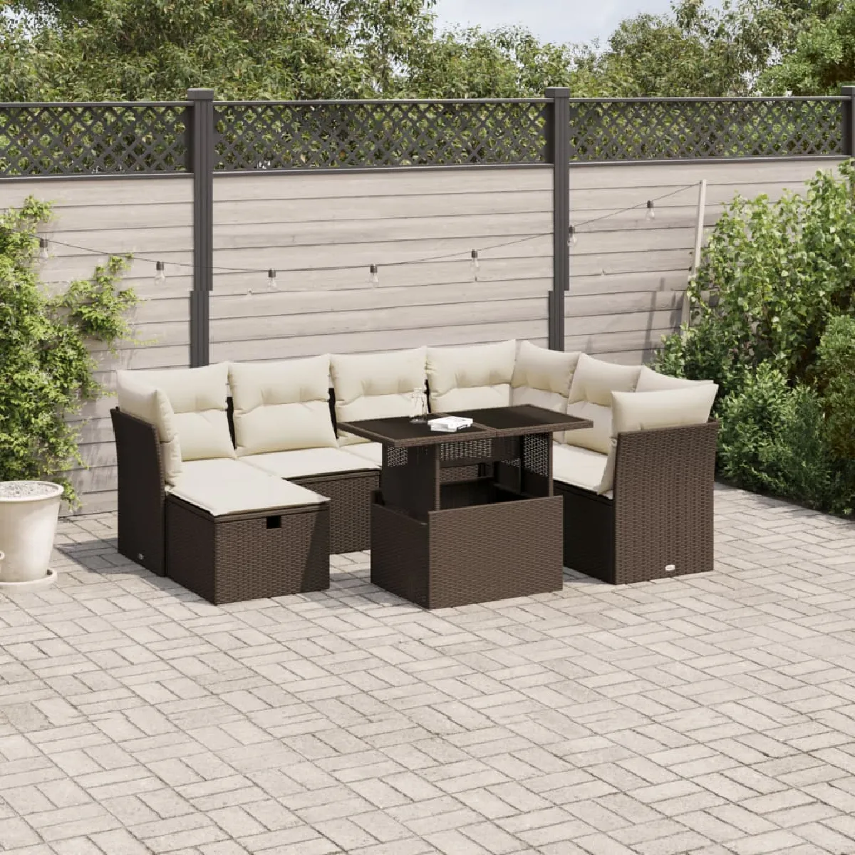 VIDAXL Salon de jardin 8 pcs avec coussins résine tressée - vue 5