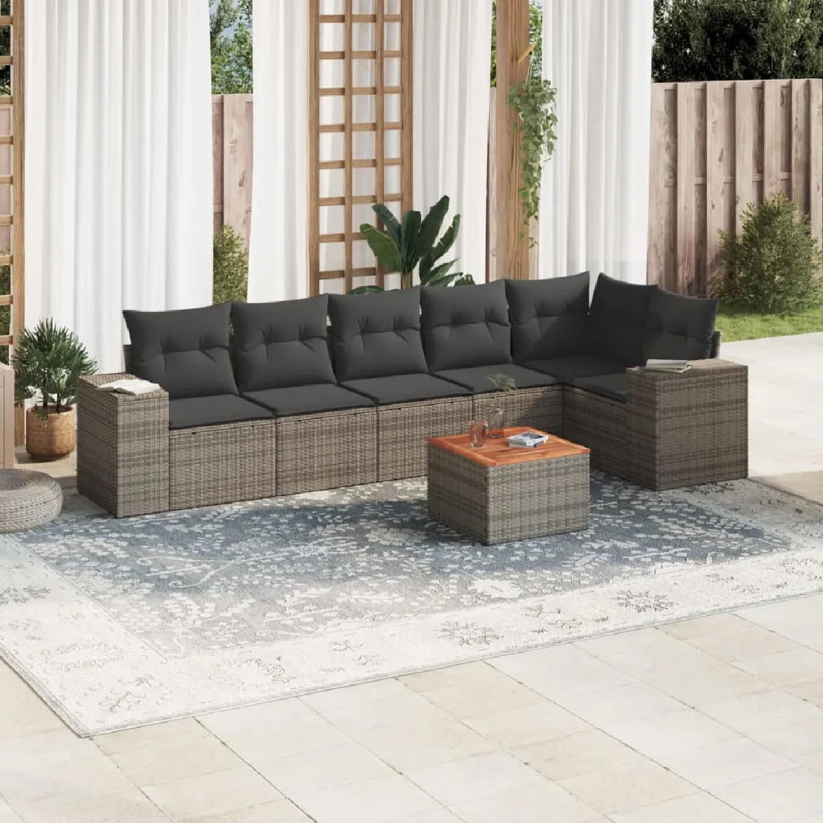 vidaXL Salon de jardin 7 pcs et Acacia