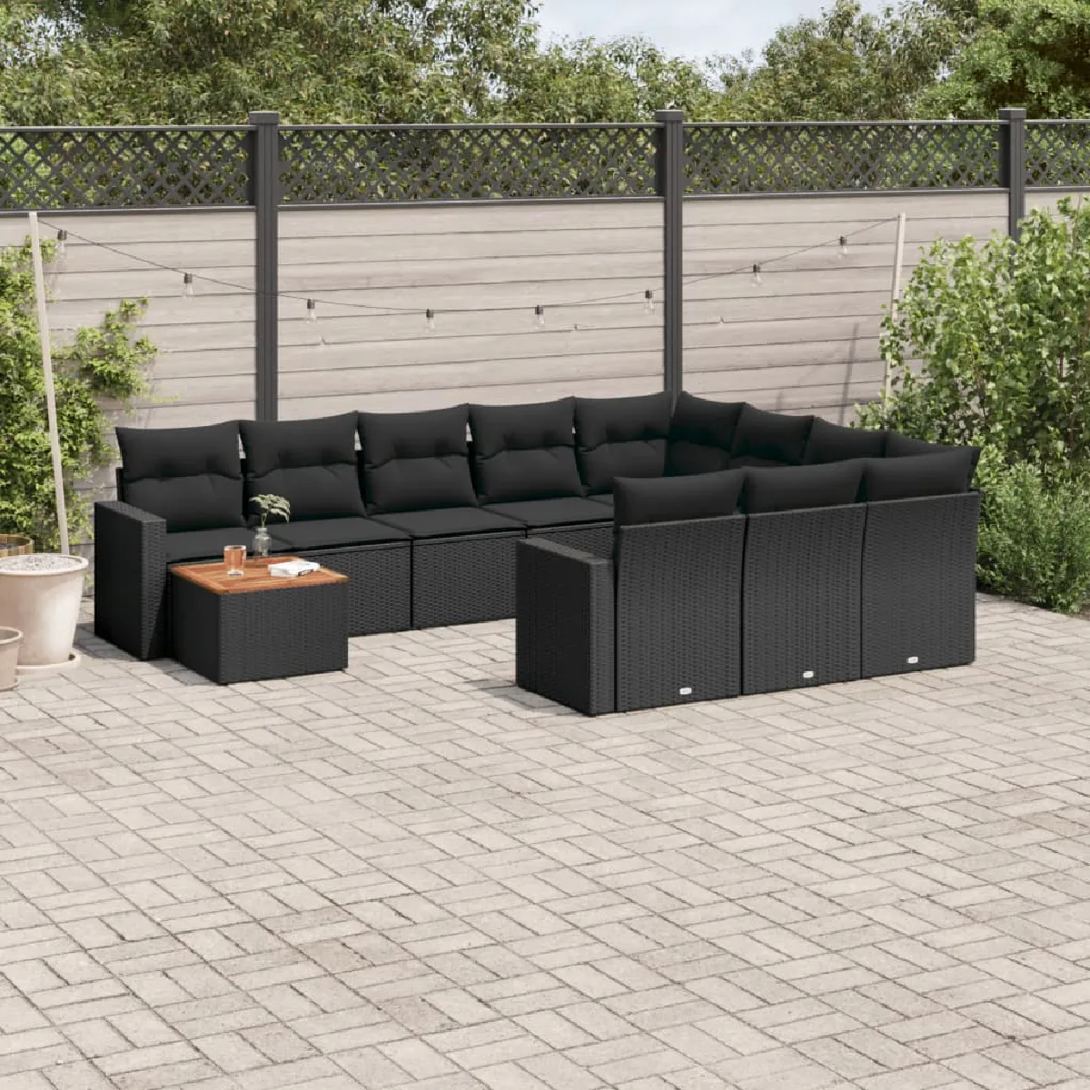vidaXL Ensemble salon de jardin 11 pcs avec coussins Résine tressée