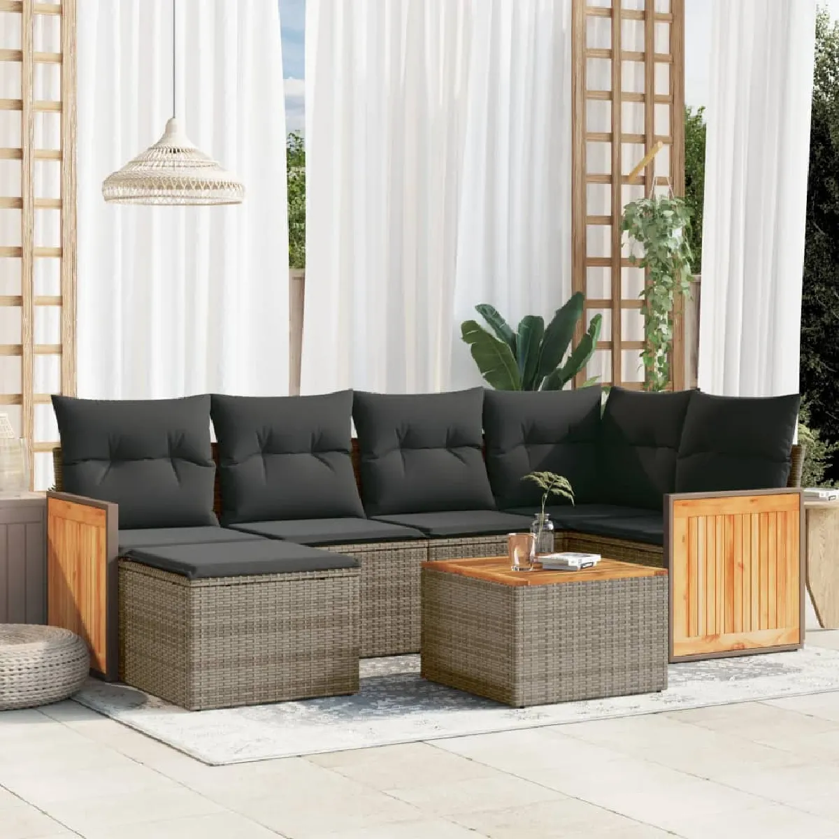 vidaXL Salon de jardin 7 pcs avec coussins - vue 8