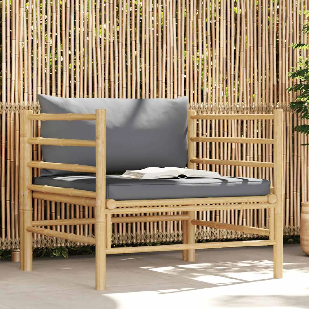 vidaXL Canapé de jardin avec coussins Bambou
